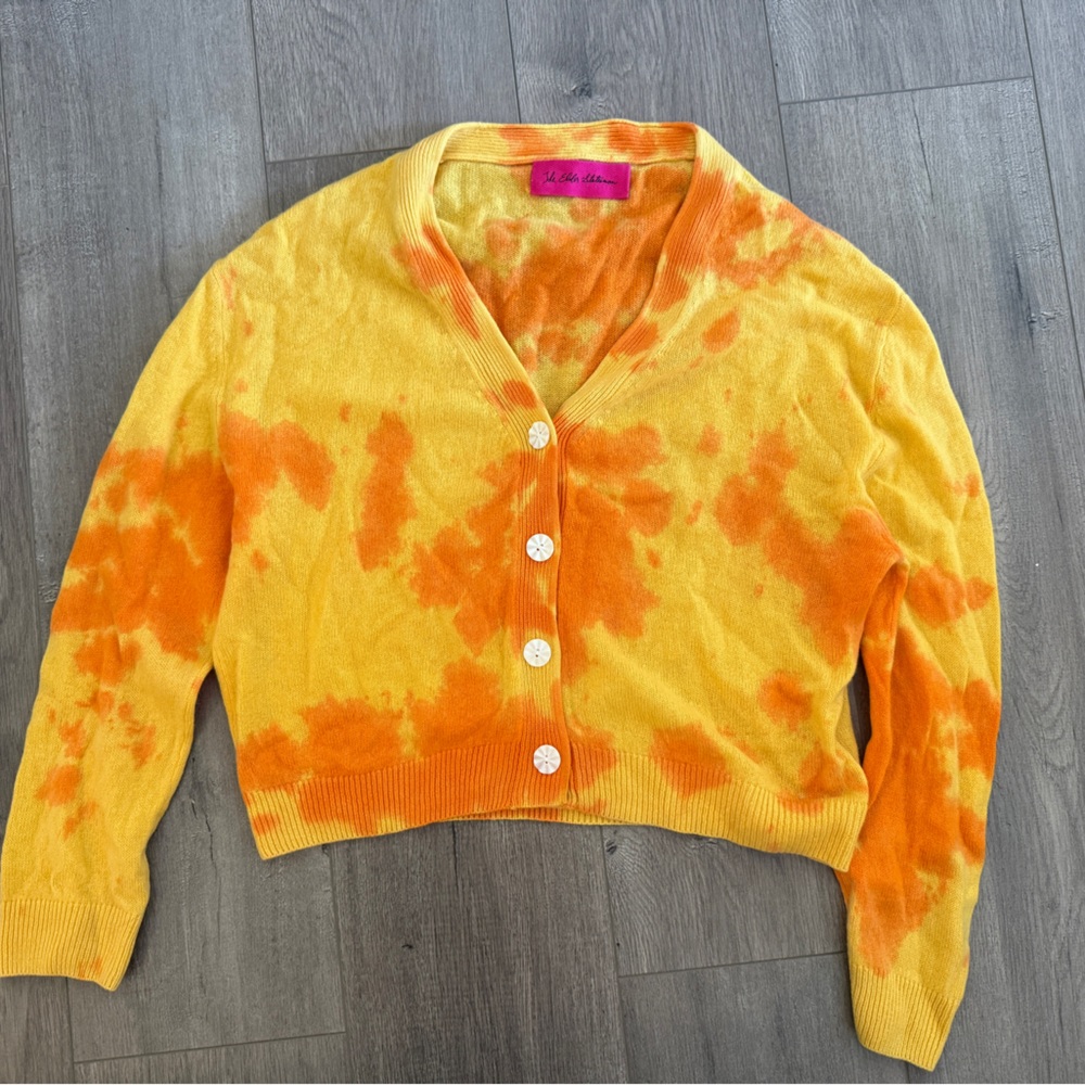 The Elder Statesman Yellow and Orange Tie-Dye Sweater